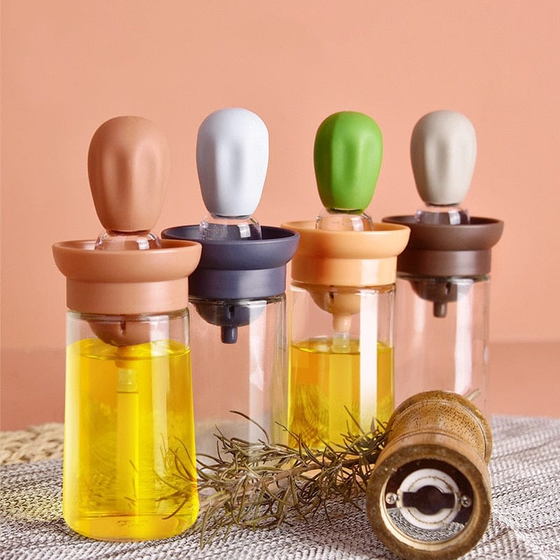 Glass Olive Oil Dispenser Bottle with Silicone Brush for Kitchen Cooking, Frying, Baking, BBQ, Pancake, Air Fryer