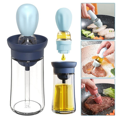 Glass Olive Oil Dispenser Bottle with Silicone Brush for Kitchen Cooking, Frying, Baking, BBQ, Pancake, Air Fryer