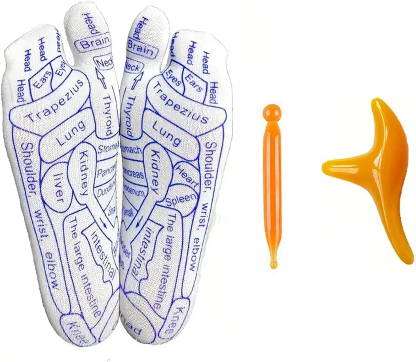 Reflexology and Acupressure Foot Massage Socks Set - Includes Massage Tool for Pain Relief