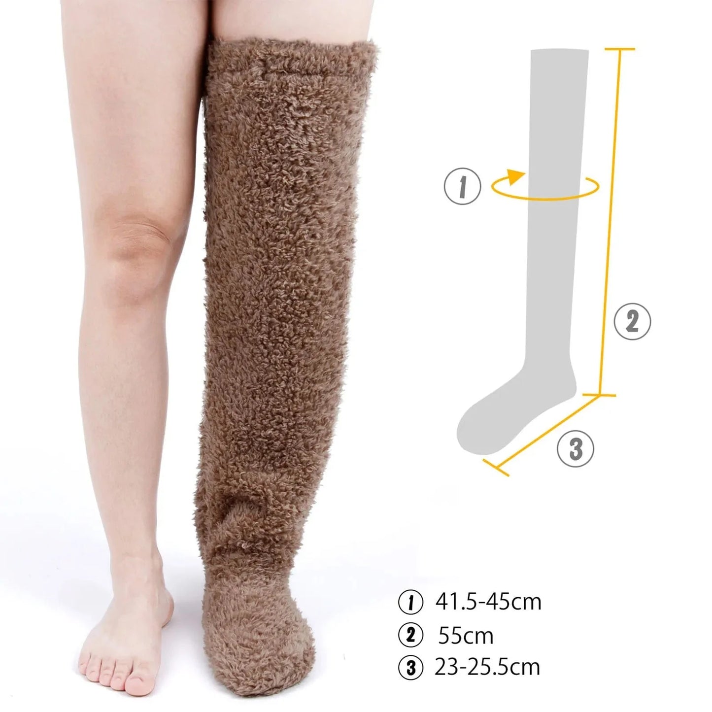 SearchFindOrder Gray A / One Size Fuzzy High Over Knee Socks