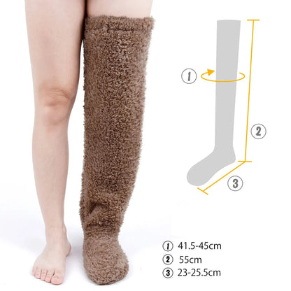 SearchFindOrder Gray A / One Size Fuzzy High Over Knee Socks