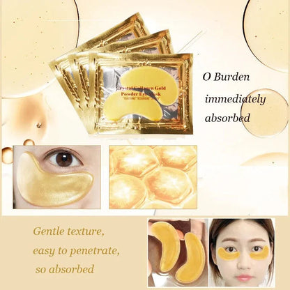 SearchFindOrder 50Pairs(100pcs) Golden Crystal Collagen Eye Mask for Anti-Aging