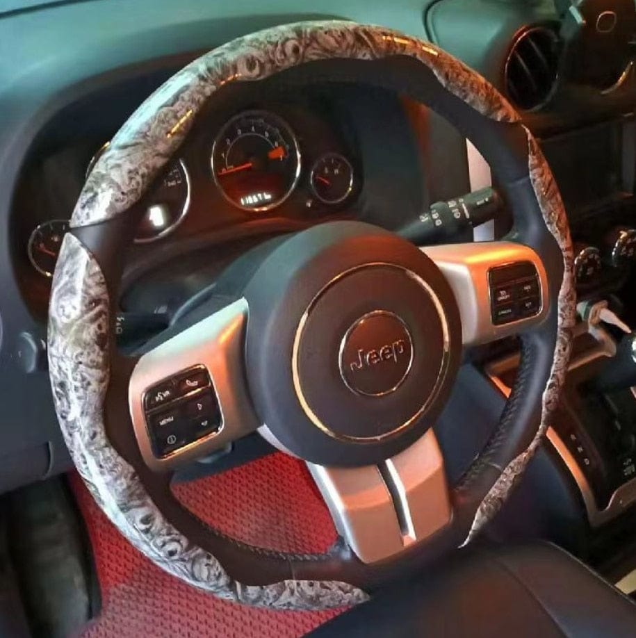 SearchFindOrder gray pair / China Universal Mahogany Wood Grain Steering Wheel Cover - Sleek All-Season Anti-Slip Set