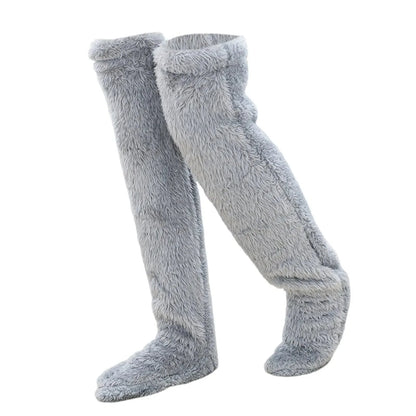 SearchFindOrder Brown 90cm / One Size Fuzzy High Over Knee Socks