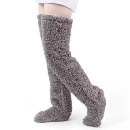 SearchFindOrder Black / One Size Fuzzy High Over Knee Socks