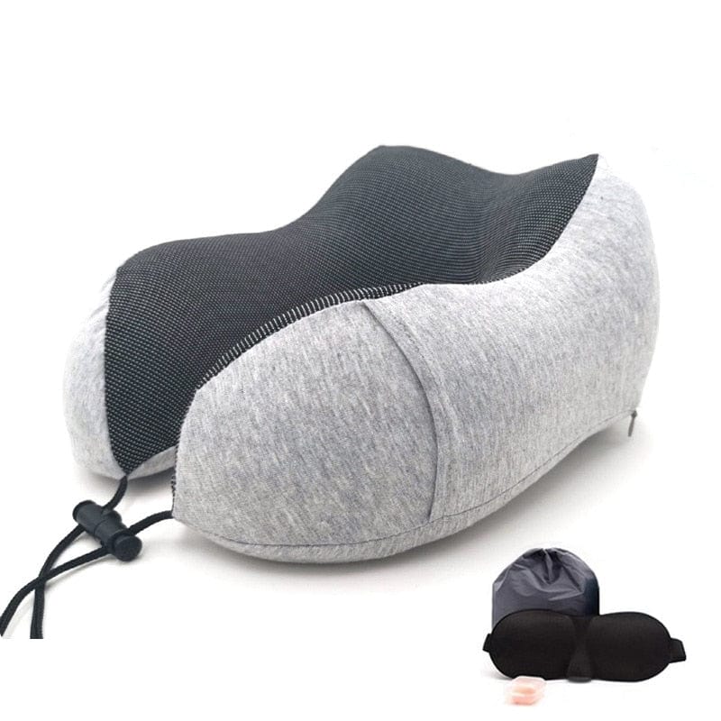 SearchFindOrder Dark Gray Set U-Shape Neck Soft Memory Foam Travel Pillow