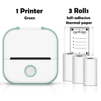 SearchFindOrder Green-12 Rolls Paper / CN Portable Mini Wireless Thermal Pocket Printer