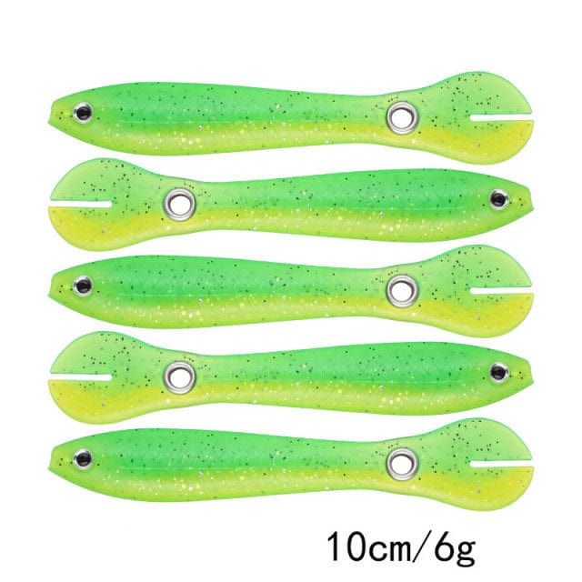 SearchFindOrder Brown / China / 5 Pieces 10cm 6g Wobbling Swimming Split Tail Fishing Lure