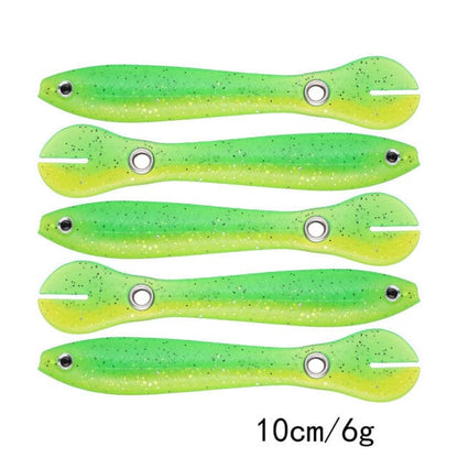 SearchFindOrder Brown / China / 5 Pieces 10cm 6g Wobbling Swimming Split Tail Fishing Lure