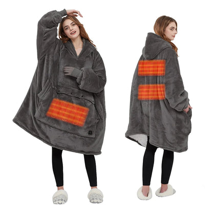 Oversized Blanket Hoodie with Sleeves, Pocket, and Heating