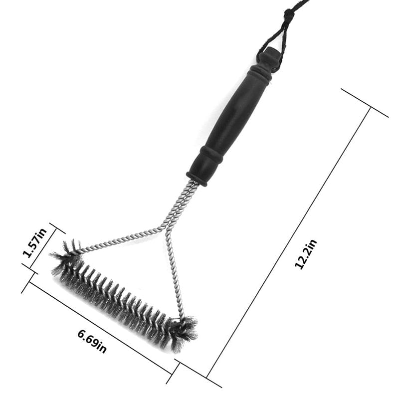 Stainless-Steel Clean BBQ Grill Brush, Bristle-Free, 100% Rust Resistant, Safe for Porcelain, Ceramic, Steel, Cast Iron