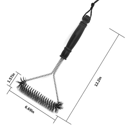 Stainless-Steel Clean BBQ Grill Brush, Bristle-Free, 100% Rust Resistant, Safe for Porcelain, Ceramic, Steel, Cast Iron