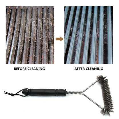 Stainless-Steel Clean BBQ Grill Brush, Bristle-Free, 100% Rust Resistant, Safe for Porcelain, Ceramic, Steel, Cast Iron