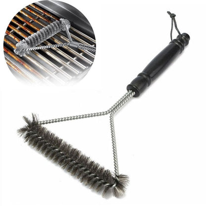 Stainless-Steel Clean BBQ Grill Brush, Bristle-Free, 100% Rust Resistant, Safe for Porcelain, Ceramic, Steel, Cast Iron