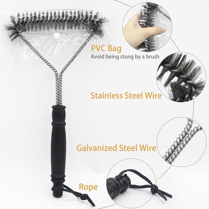 Stainless-Steel Clean BBQ Grill Brush, Bristle-Free, 100% Rust Resistant, Safe for Porcelain, Ceramic, Steel, Cast Iron