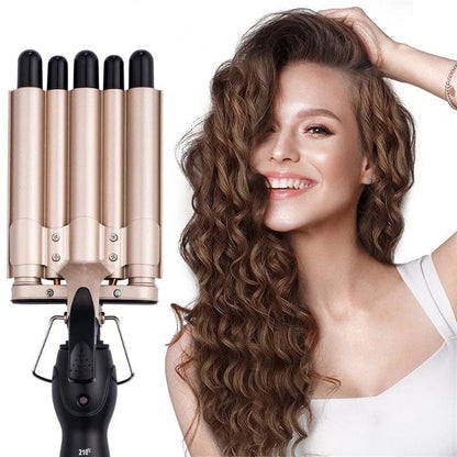 Jumbo Barrel Curling Iron Wand Hair Waver, Temperature Adjustable Ceramic Big Waves Hair Crimper