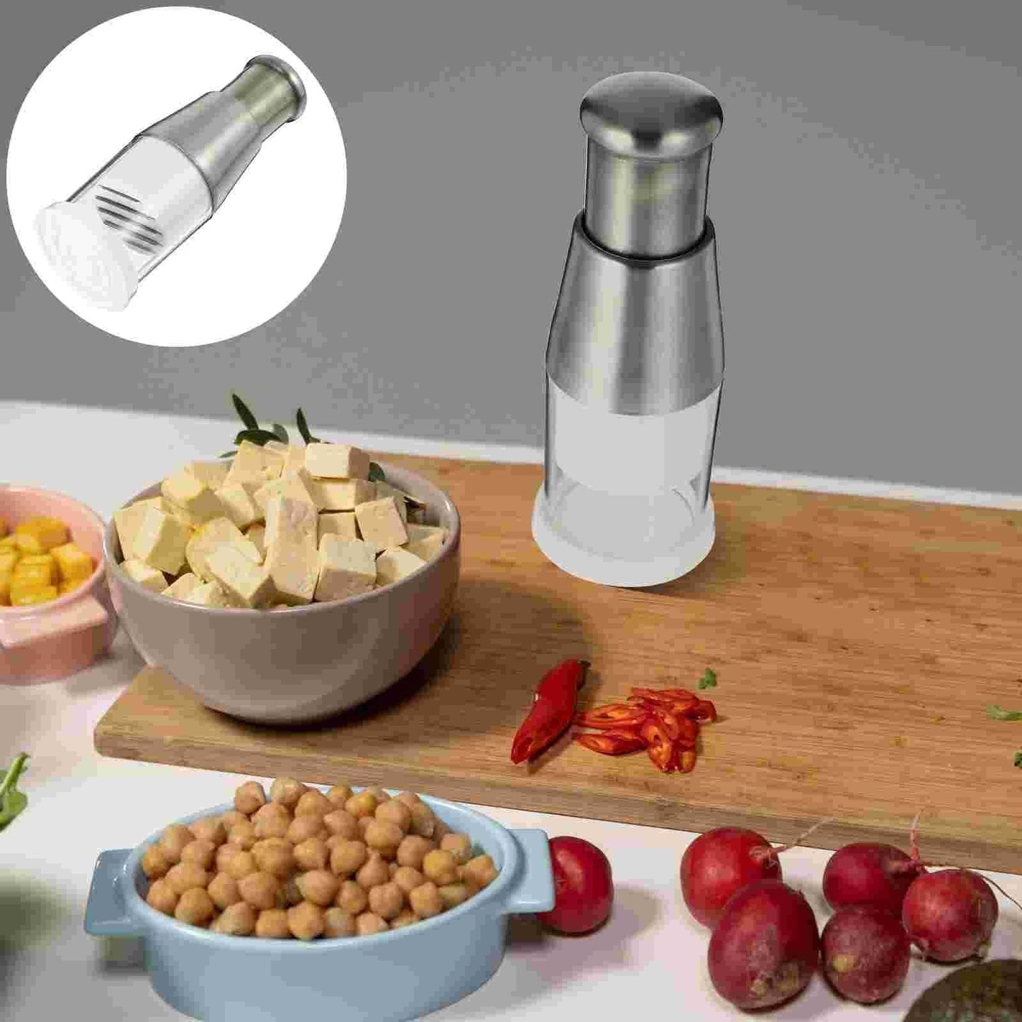 Food Chopper, Stainless-Steel Manual Hand Garlic, Onion, Nuts, Vegetable Chopper Dicer