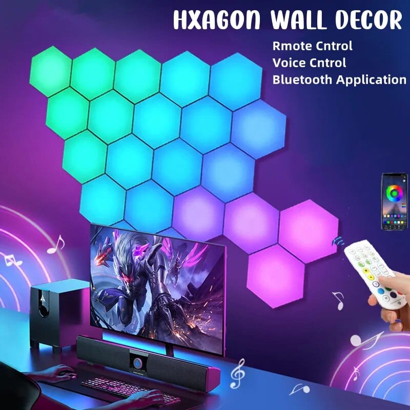 SearchFindOrder 10 PCS Full Set / Tough RGB Hexagonal Touch Sensor Modular LED Wall Lights