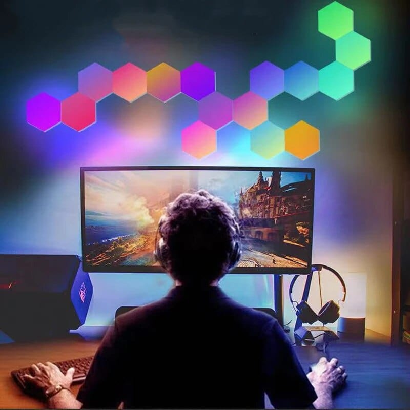 SearchFindOrder 3 PCS Full Set / Tough RGB Hexagonal Touch Sensor Modular LED Wall Lights