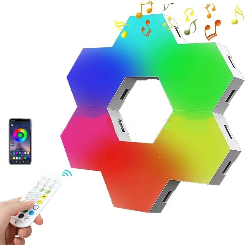 SearchFindOrder 6 PCS Full Set / Tough RGB Hexagonal Touch Sensor Modular LED Wall Lights