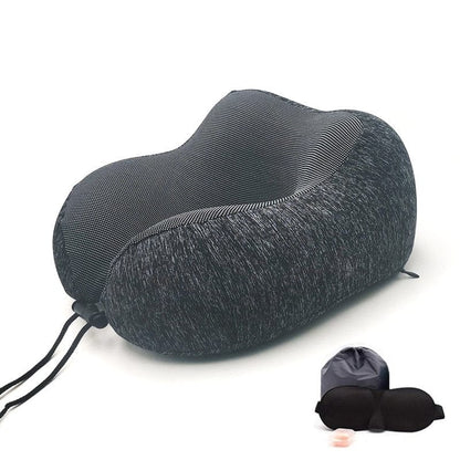 SearchFindOrder Light Gray Set U-Shape Neck Soft Memory Foam Travel Pillow