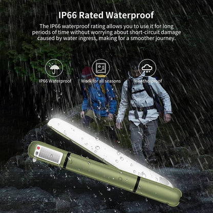 Solar Camping Light Bar, Rechargeable 4000mAh, Foldable and Inflatable, IP66 Waterproof LED Tube Light for Outdoor, Tent, Hiking, Travel