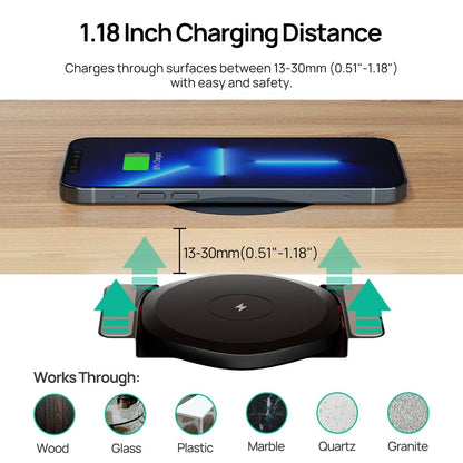 Invisible Under Table Wireless Charging Station, Hidden Furniture Desk Nightstand Wireless Fast Charger for iPhone 15/14/13/12/11/X/8 - Smart Shop (Online Store for wise shoppers) 