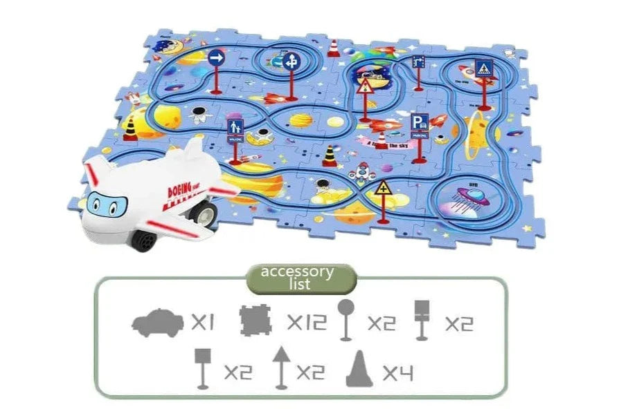 Car Track Puzzle Play Set for Kids Ages 3-6, Plastic Puzzles, Montessori-Inspired Toys