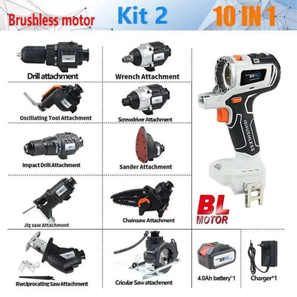 Power Pro 12-in-1 Power Tool Combo Kit, Brushless Electric Drill Multi-Head Cordless Tool Set - Smart Shop (Online Store for wise shoppers) 