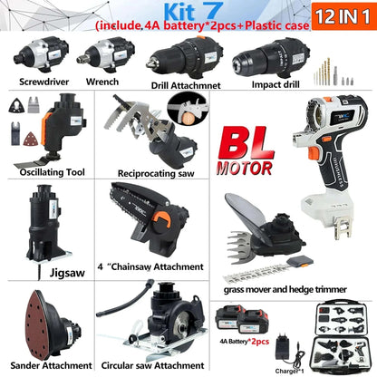 SearchFindOrder KIT1 / CN Power Pro 12-in-1 Ultimate Tool Combo Drill, Chainsaw, Saw, and More