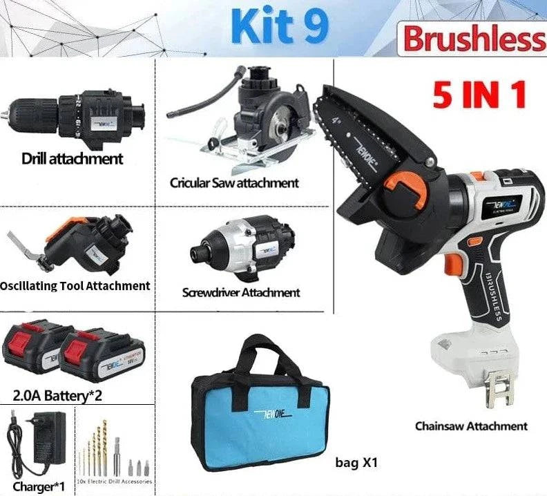 SearchFindOrder KIT3 / CN Power Pro 12-in-1 Ultimate Tool Combo Drill, Chainsaw, Saw, and More