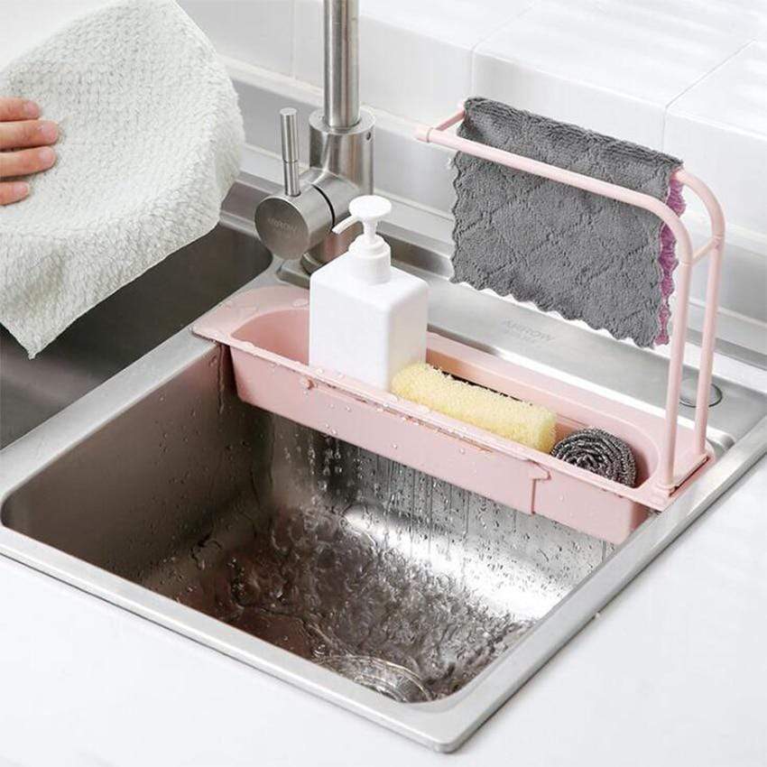 SearchFindOrder kitchenware Pink Adjustable Kitchen Sink Holder Rack