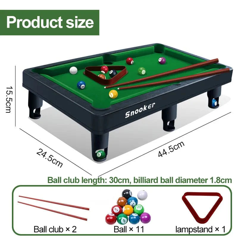 Mini Pool Table for Kids with 2 Pool Cues, Set of Billiard Balls and Rack - Complete Small Pool Table Set for Children - Great Gift Idea for Boys and Girls