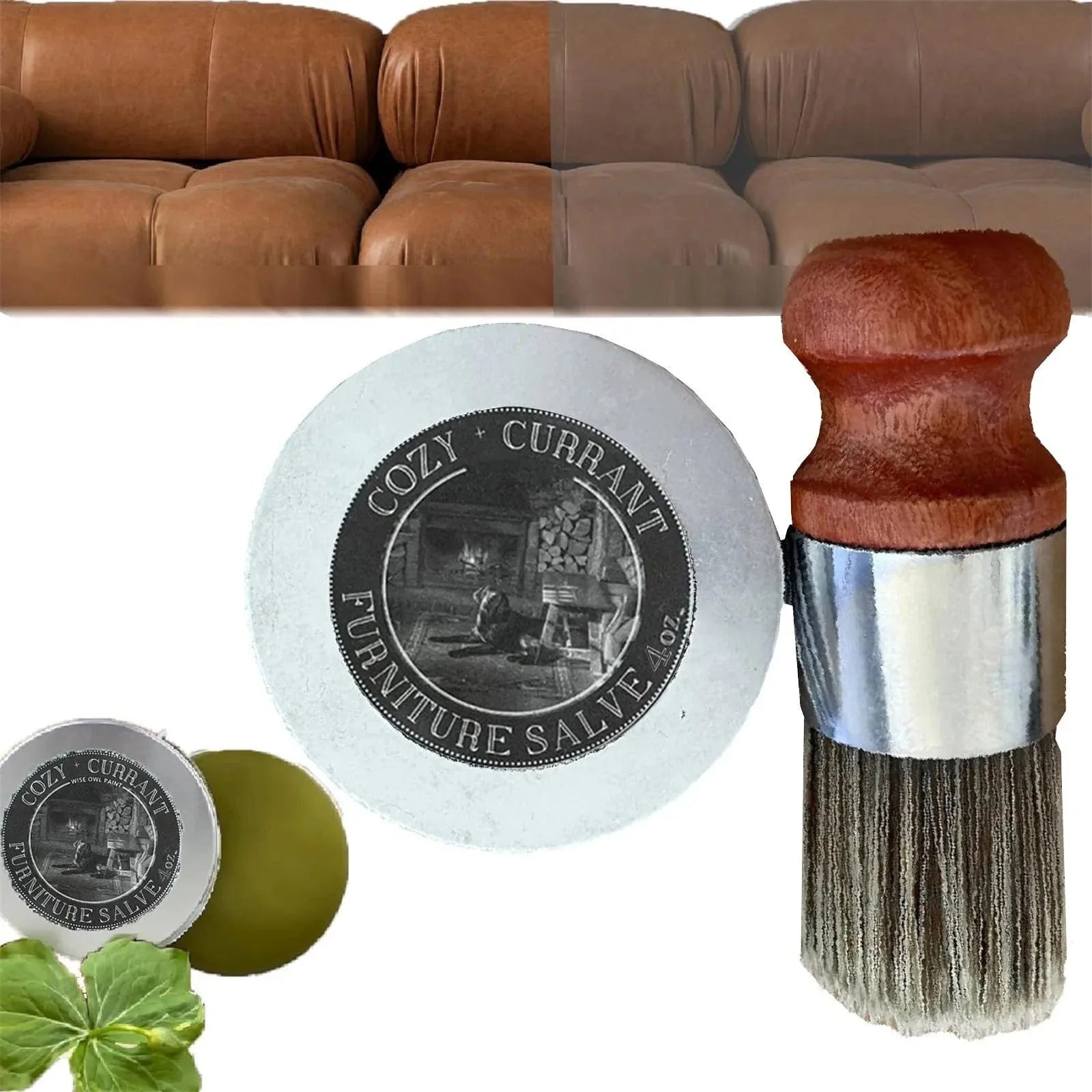 SearchFindOrder 120ML Leather Care Furniture Salve Kit with Conditioner and Brush