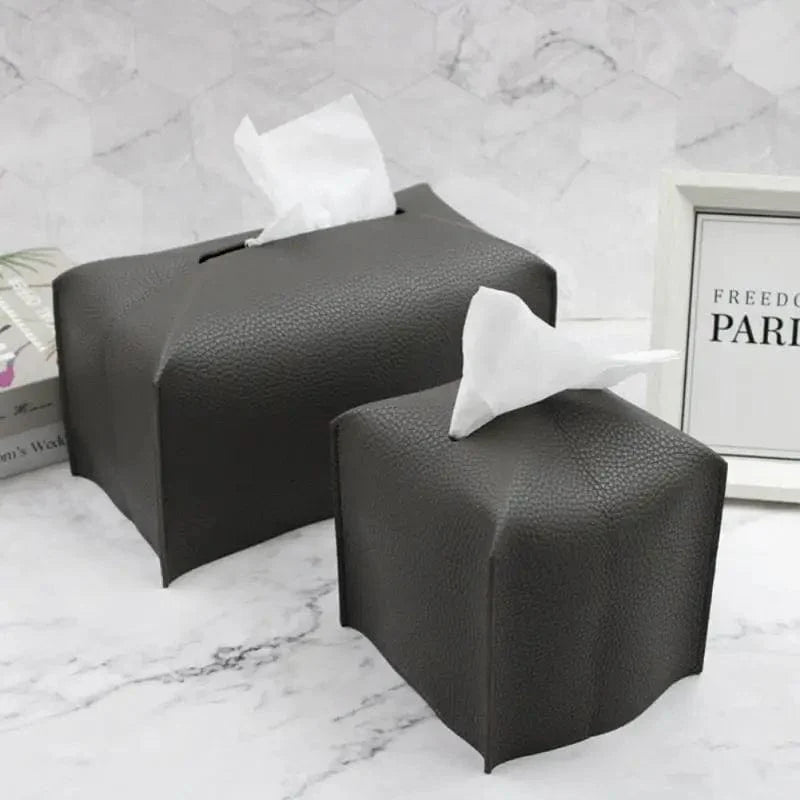 SearchFindOrder Dark Gray L Leather Tissue Box Case