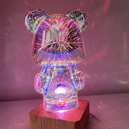 LED Bear Fireworks Night Lamp