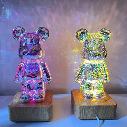 LED Bear Fireworks Night Lamp