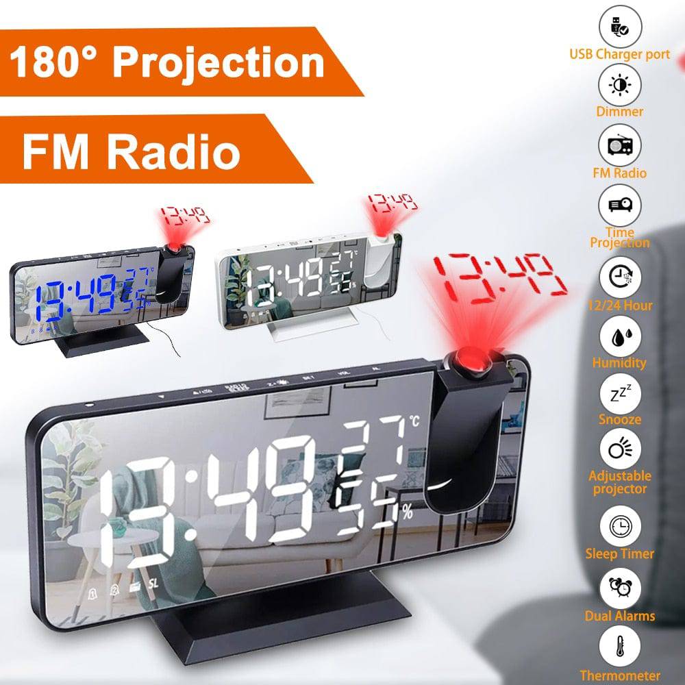 SearchFindOrder Blue on Black A / China LED Digital Projection Alarm Clock