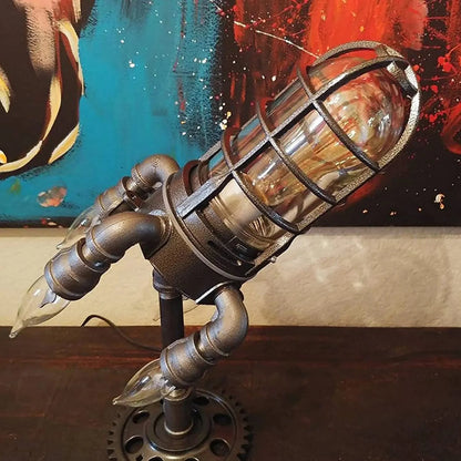 LED Night Light Steampunk Rocket Launching Flame Lamp