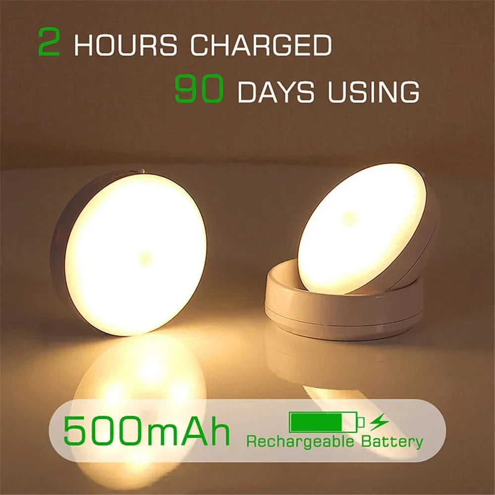 360° Directional Smart LED Night Light with Motion Sensor and Strong Magnetic Base, USB Rechargeable, Auto Sensing, Energy Efficient, Ideal for Bedroom, Bathroom, Stairs, Hallway, Cruise Cabin