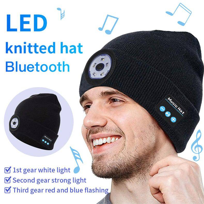 SearchFindOrder Black LED Wireless Headphone Music Winter Hat