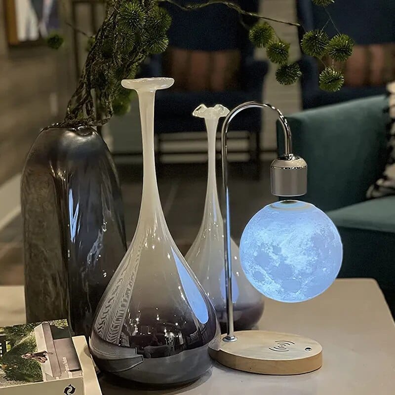 SearchFindOrder Silver Moon / Wireless charging / EU Levitating Moon Night Light & Mobile Charger