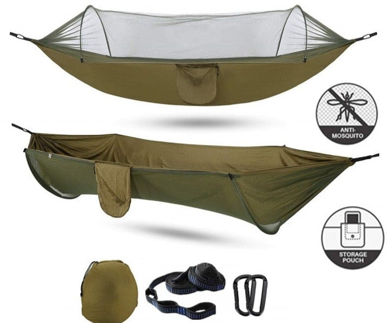 SearchFindOrder Blcak-6 rings Lightweight Mosquito Net Hammock for 1-2 Persons, Indoor/Outdoor, Quick-Drying.