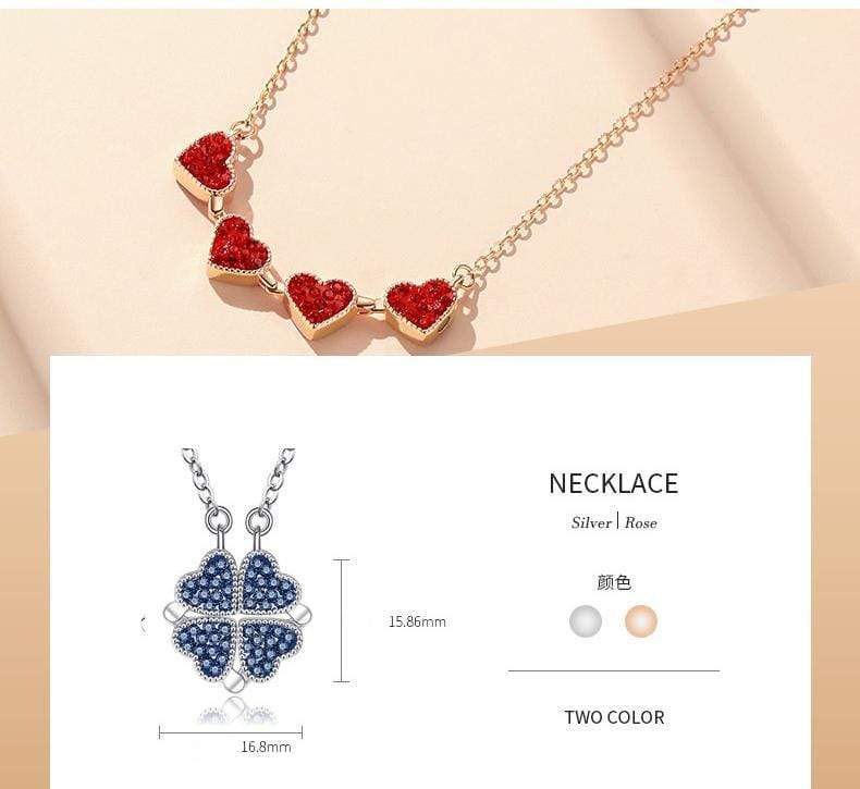 SearchFindOrder Love Heart & Lucky Clover Pendant Necklace