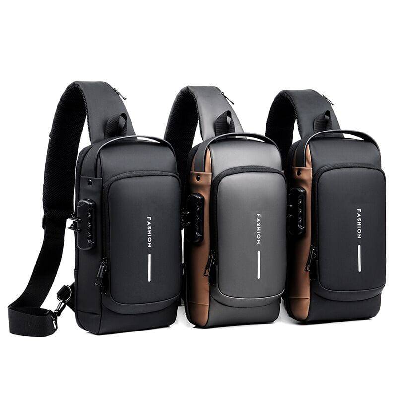 SearchFindOrder Brown Luxury Multifunctional Anti-Theft USB Charging Crossbody Travel Sling Bag