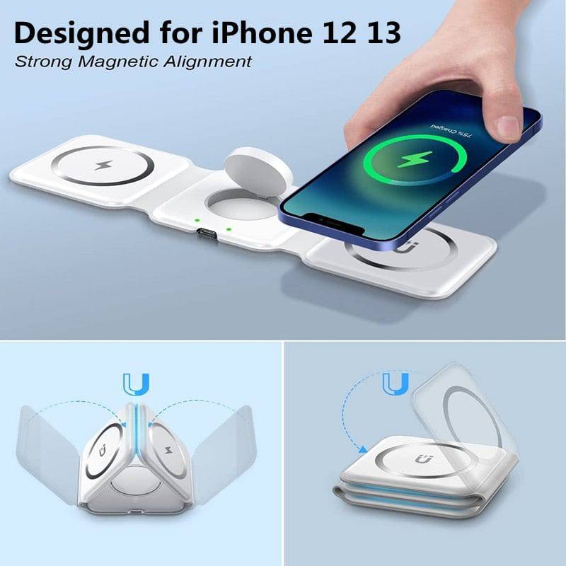 3-in-1 Foldable Magnetic Fast Wireless Charging Pad - Smart Shop (Online Store for wise shoppers) 