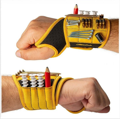 SearchFindOrder Orange Magnetic Tool Holder Wristband with Pockets