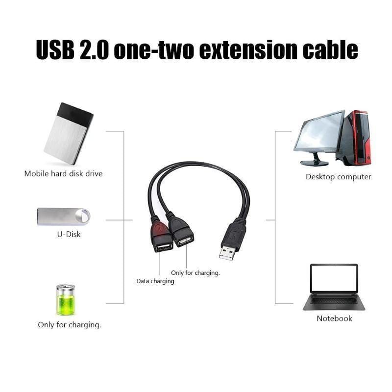 Male to Dual USB Female USB Charging Power Cable - Smart Shop (Online Store for wise shoppers) 