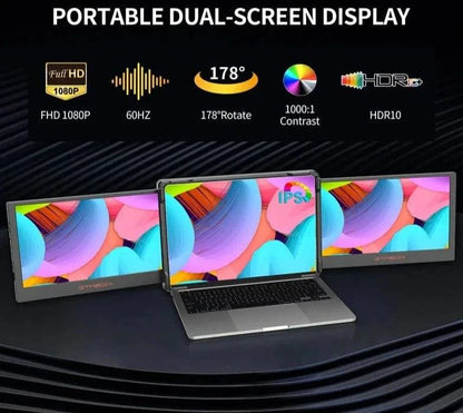 Portable Triple Laptop Monitor with Dual Extender Screens, Full View 1920x1080 IPS FHD Foldable Display for Laptops - Smart Shop (Online Store for wise shoppers) 