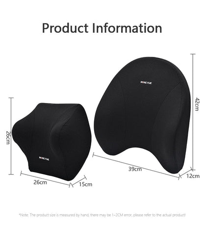 Memory Foam Car Lumbar Headrest Neck and Back Support Pillow